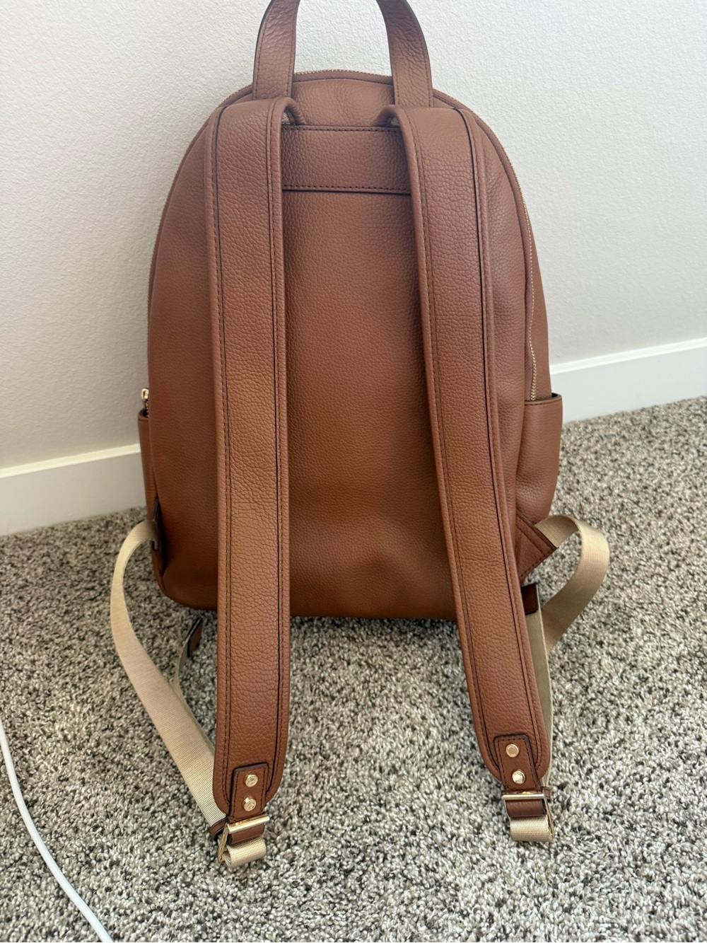 Michael Kors Brown Pebbled Leather Backpack with Gold Logo - Picture 2 of 9